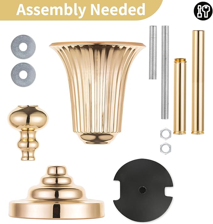 NUPTIO Metal Versatile Trumpet Vase, 26.7'' H x 6.2'' W x 5.7'' D, Gold, Set of 2, Ideal for Wedding, Events, and Home Decor