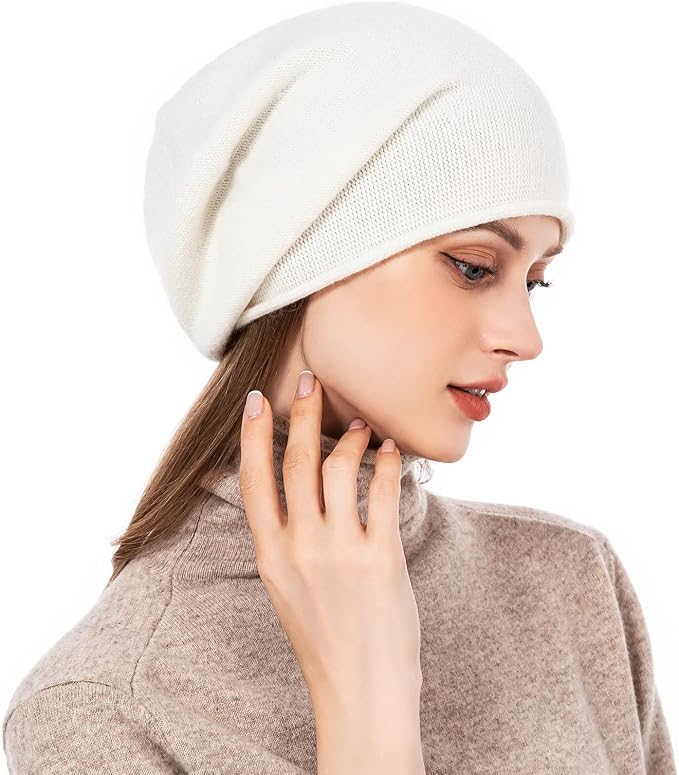 QUEENFUR Knit Slouchy Beanie Hats for Women Cashmere Ski Cap Knitted Wool Soft Warm Winter Hat
