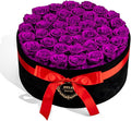 40 Real Preserved Roses in Suede Box Forever Roses Last Up to 3 Years, Flowers for Delivery Prime, Mother’s Day, Birthday, Christmas - Purple