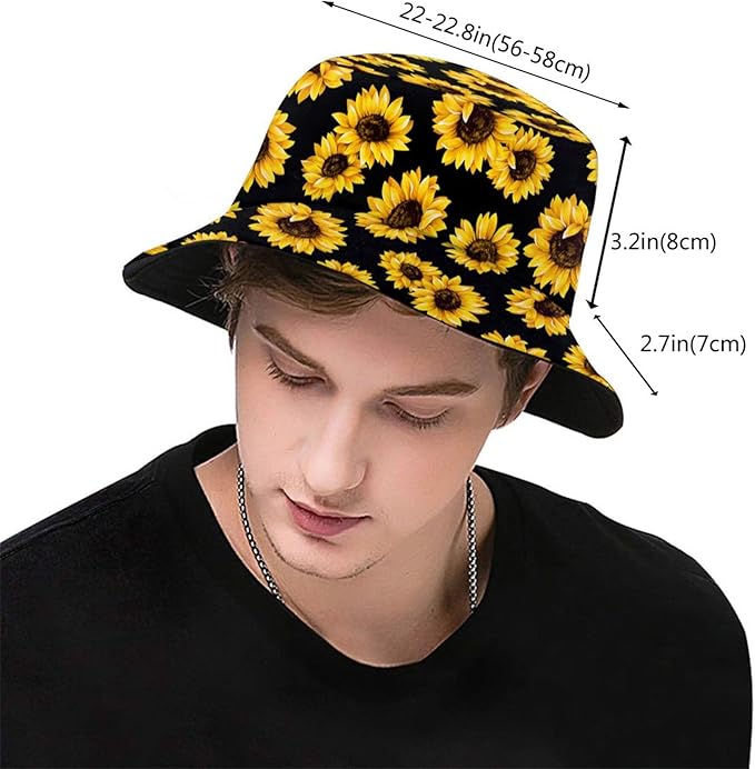 Bucket Hat for Women Men, Summer Print Hat Travel Packable Sun Cap Outdoor Hat for Women and Men
