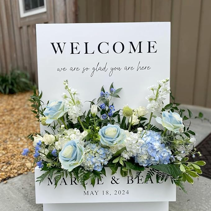 Felice Arts 12 Pack Ice Blue Artificial Flowers with Stems Silk Roses Fake Flowers Bouquet for Wedding Centerpiece Table Vase Home Kitchen Party DIY Decor