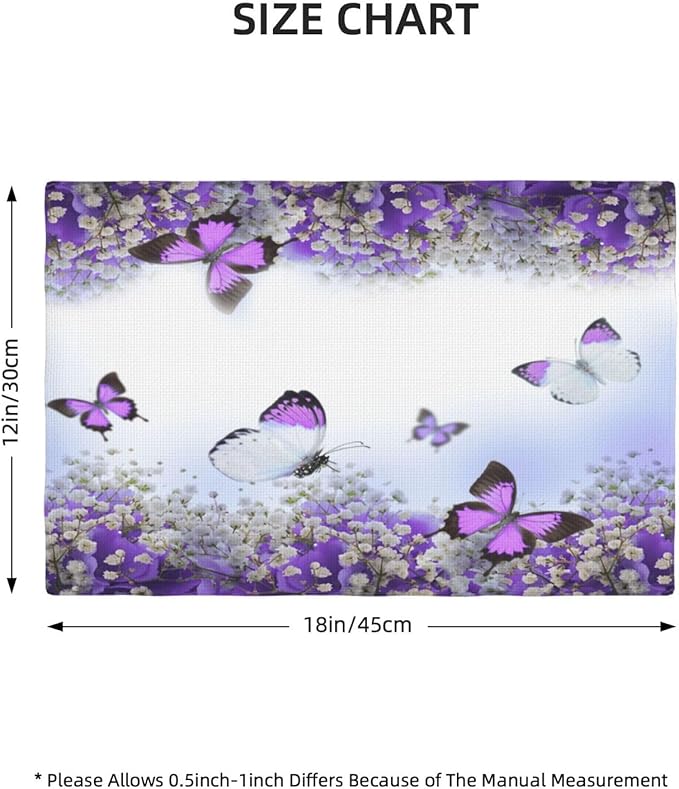 Purple Butterfly Flowers Placemats Set of 4,Spring Summer Flower Place Mats Washable for Kitchen Dining Table Heat Resistant Decorative Colth Table Mats 4 PCS, Style-1