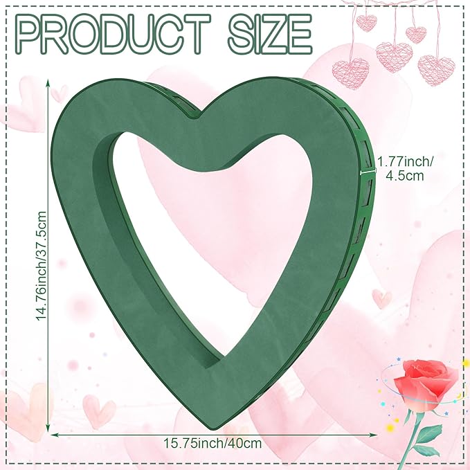 Fiwochic 15.75 x 14.76 Inch Heart Floral Foam Cage Heart Shaped Flower Arrangements Stand with Suction Cup Dry Wet Floral Foam Blocks Flower Cage Holder for Valentine's Day Wedding Party Decorations