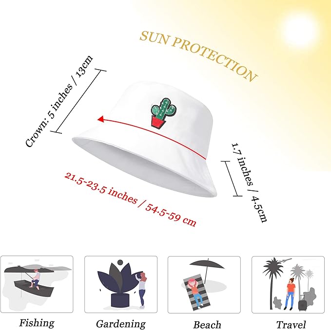 ZLYC Unisex Fashion Embroidered Bucket Hat Summer Fisherman Cap for Men Women