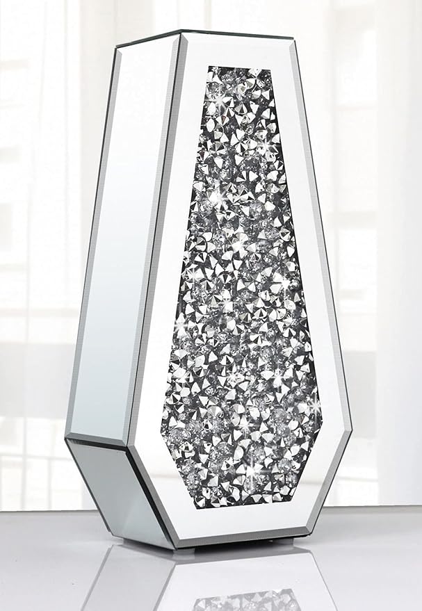 Flower Vase Crushed Diamond Mirrored Vase Crystal Silver Glass Decorative Mirror Vase Large Size Luxury for Home Decor. Diamond Shape Thickened. Can’t Hold Water.