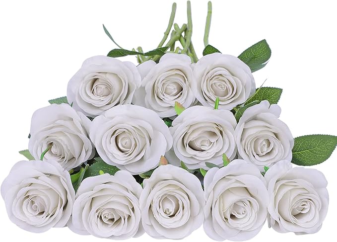 Artificial Rose Flower Artificial Flowers Flower with Long Stem Silk Roses Bouquet for Wedding Bridal Shower Party Home Decoration (Nude, 50 Pcs)