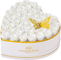 Eterfield 47 Forever Flowers in Heart Shape Box, Preserved Roses That Last a Year Preserved Flowers Birthday Gifts for Her Mom Women Wife Anniversary Valentines Day Mothers Day Christmas, White