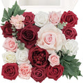 TINGE TIME Artificial Flowers Red & Blush Pink Flower Combo for DIY Wedding Bouquets Table Centerpieces Arrangements Party Baby Shower Home Decorations
