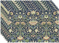 William Morris Flower Placemats Set of 6, Vintage Botanical Plant Place Mats, Heat Resistant Non Slip Cotton Linen Dining Table Mats for Home Kitchen Party 18x12 Inch