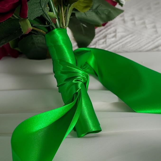 MEEDEE Emerald Green Satin Ribbon Lux Double Faced Satin Ribbon 3 Inch Wide Green Christmas Ribbons by 10 Yards Emerald Green Ribbons for Christmas Tree, Weddings, Flower Bouquet, Bow Making