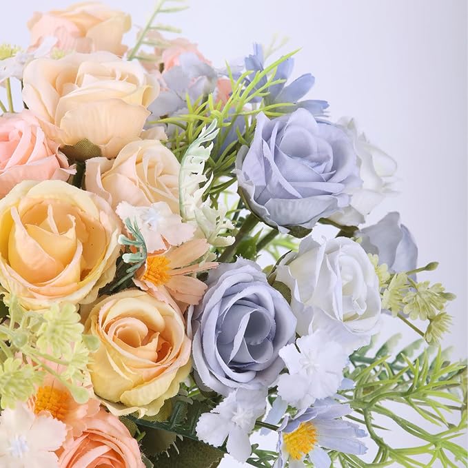 Artificial Flowers Bouquets 3 Bunches Fake Flowers Bride Holding Flowers Faux Floral for Home Wedding Spring Decor