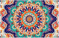 Ethnic Colorful Flower Mandala Placemats Set of 6 PVC Vinyl Non Slip Table Mats Waterproof Heat Resistant Place Mats Washable Wipeable Dining Table Mat for Kitchen Party Farmhouse Indoor Decorative