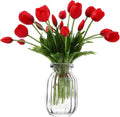 20PCS Black Red Fake Tulips Artificial Flowers Real Touch Latex Faux Tulips UV Resistant Fake Flowers Bouquet for Table Home Decor Party Wedding Garden Decoration