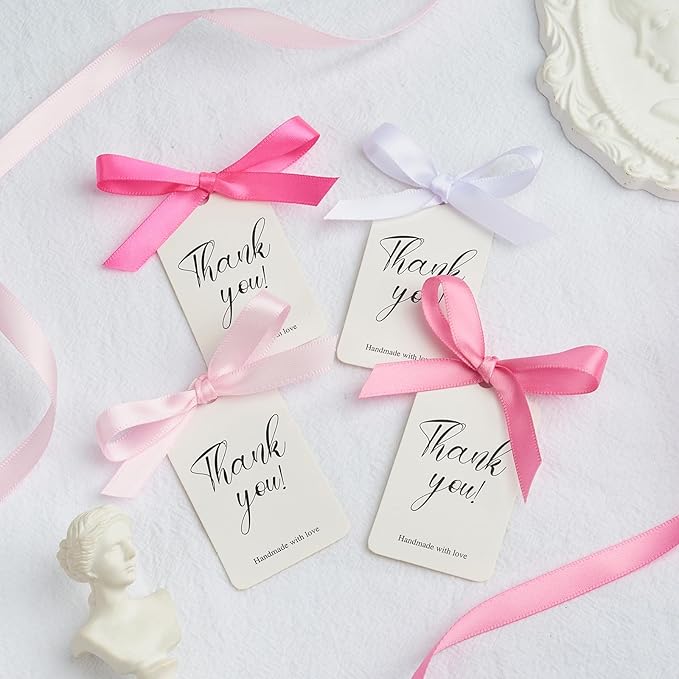 3/8 Inch Pink Satin Ribbon, 4 Rolls Total 40 Yards, Double Faced Mixed Pink Thin Ribbon for Gift Wrapping, Flower Bouquets, Crafts, Wedding Christmas Decorations