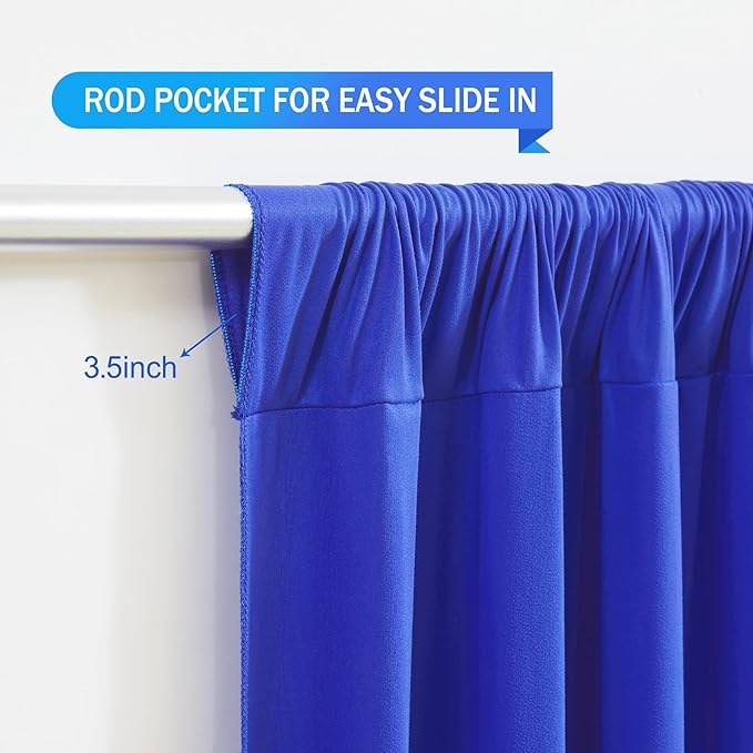 Royal Blue Backdrop Curtain 2 Panels-Wrinkle-Free Royal Blue Curtains Polyester Photography Drapes for Baby Shower Birthday Party Photo Background Backdrop Stand- 8 X10FT
