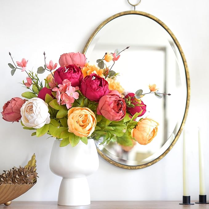FiveSeasonStuff Vintage Artificial Peonies Silk Flowers and Hydrangeas for Wedding Bridal Home Décor – Beautiful Floral Centerpiece Arrangement Decoration with 2 Bouquets (Country Delightful)