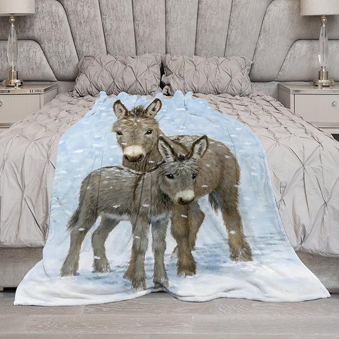 Donkey Gifts for Girls & Women - Soft, Warm & Cozy Fleece Throw Blanket for Kids & Adults - 60"x80"