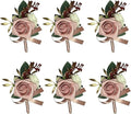 6PCS Pink Boutonniere for Men,Dusty Rose Boutonniere Pins for Men Groomsmen Guest Boutonniere, Artificial Flowers for Wedding Decor Prom Homecoming