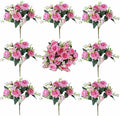 8 Bundles Peonies Artificial Flowers Silk Peonies Faux Flowers Fake Peonies Artificial Flowers Peonies Bouquet for Table Centerpieces Decoration Wedding Decor Home Party Decor (Dark Pink)
