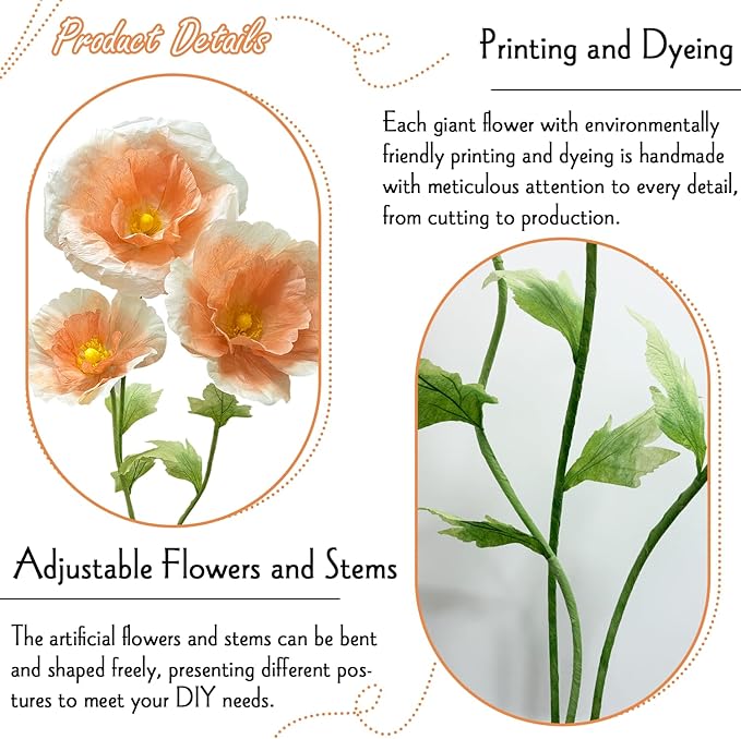 Giant Artificial Flowers Big Flower, Large Wedding Reception Decorations with Standing Base Ideal Birthday Party Home Event Banquet Background Bridal Shower Mall Decor Shop Window Display, Champagne