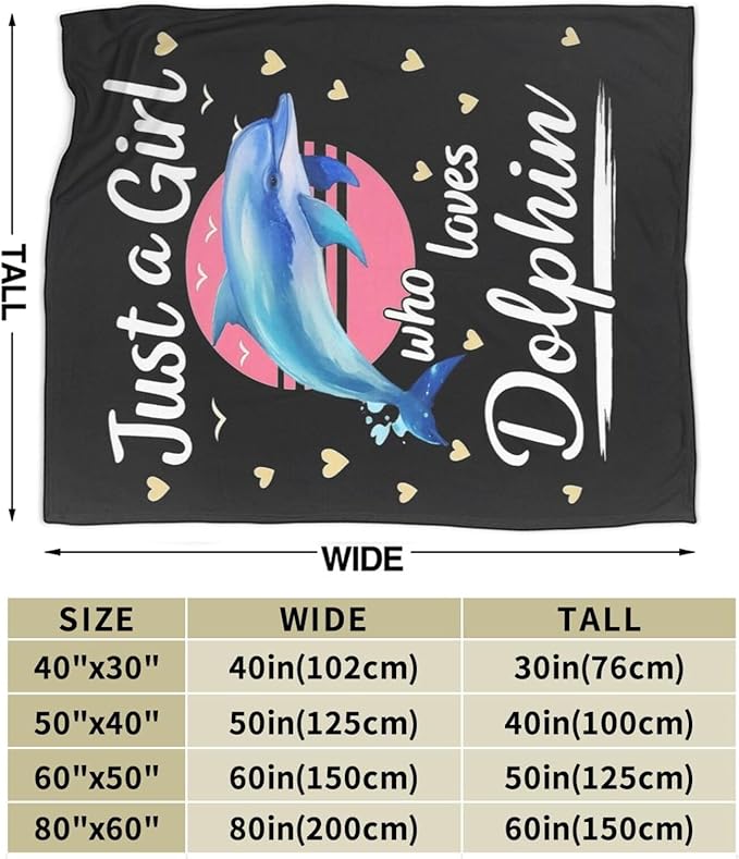 Dolphin Blanket for Girls Ocean Throw Blanket Sea Animal Soft Cozy Fleece Fuzzy Stuffed Plush Flannel Gifts for Women Kids Adults 50"X60"