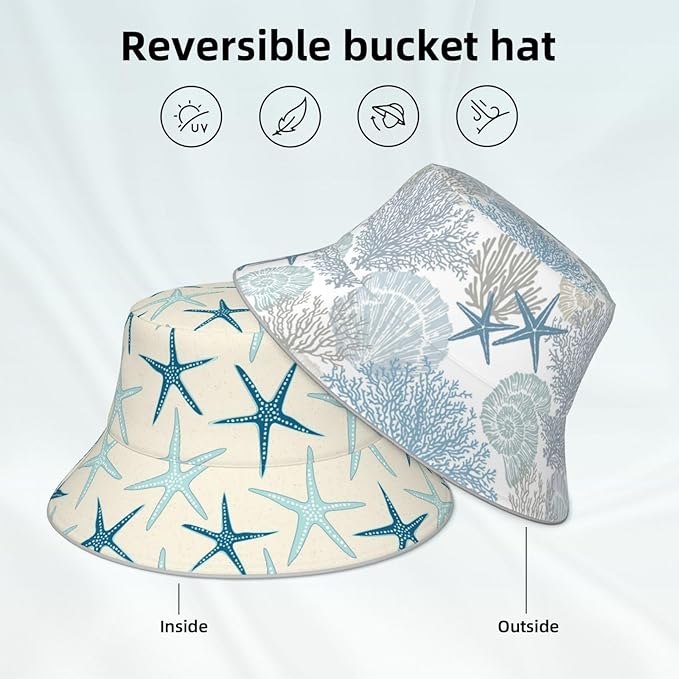 Hat Reversible Fisherman Hats Double Sided Wearing for Women Men Boys Girls