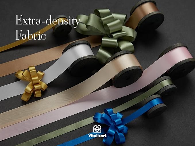 Vitalizart Satin Ribbon 3/8 Inch Double Faced Silk Like Thin Ribbon for Gift Wrapping Bouquet Hair Wedding Christmas Decoration 30 Yards