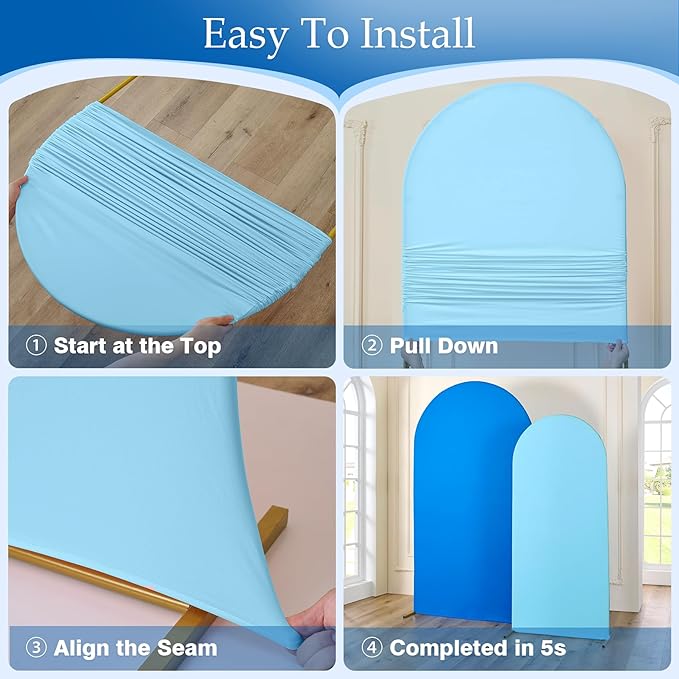 Blue Royal Blue Arch Backdrop Cover Set of 2-7.2ft 6ft Dual Color Wedding Arch Cover,Wrinkle Free Stretchy Spandex Fitted Chiara Arch Stand Cover for Boss Baby Birthday Party Photo Photography