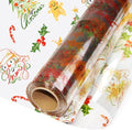 SYOGUA Clear Cellophane Wrap with Christmas Designs, 100 Ft x 34 In Extra Wide Cellophane Roll Christmas Cellophane Paper for Gifts, Baskets, Treats, Candies, Favors, Decoration