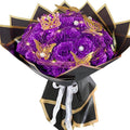 Purple Glitter Roses Bouquet, 24 Pcs Shiny Glitter Flowers Bouquet, Everlasting DIY Artificial Roses Bouquet for Christmas, Birthday, Anniversary, Wedding, Engagement,Mothers Day,Gifts