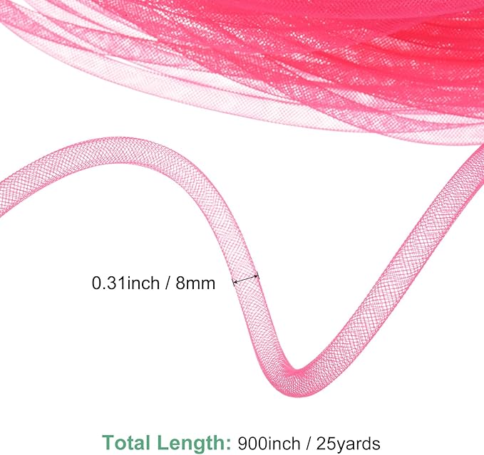 Mesh Tube Ribbon 25 Yards, 8mm Elastic Fabric Ribbons Mesh Tubing for Crafts/Gift Wrapping/Flower Bouquets/Wedding/Birthday/Holiday/Wreaths Christmas/Decoration[Peach]