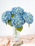 4 Pcs Real Touch Blue Hydrangeas Artificial Flowers 20'' Real Looking Faux Hydrangeas for Party Wedding Home Decor Kitchen Baby Shower Flower Arrangement