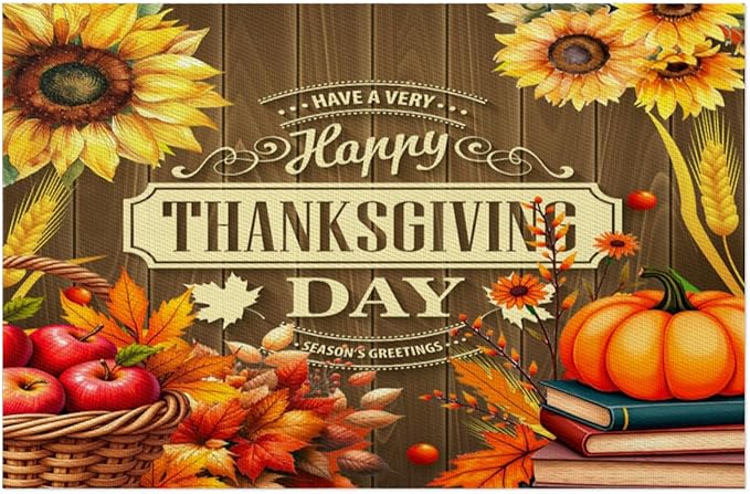 Thanksgiving Holiday Pumpkins Fall Placemats Set of 1 PVC Vinyl Non Slip Table Mats Heat Resistant Place Mats Washable Wipeable Dining Table Mat for Kitchen Decor Party Indoor Outdoor Decorative Gift