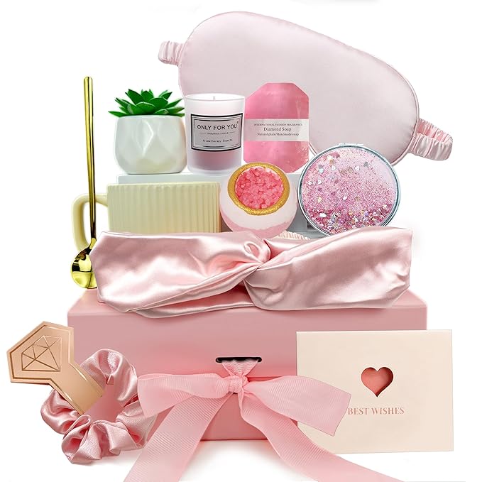 Self Care Gift Basket for Women, Birthday Gifts for Women Mom Wife Friend Her, Relaxing Spa Basket Care Package for Get Well Soon, Thinking of You, Valentines Day