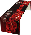 Red Wine Rose Table Runner Romantic Festival Candle Red Rose Dinner Runner for Farmhouse Cabin Home Kitchen Dining Holiday Wedding Party Decor 13x36in