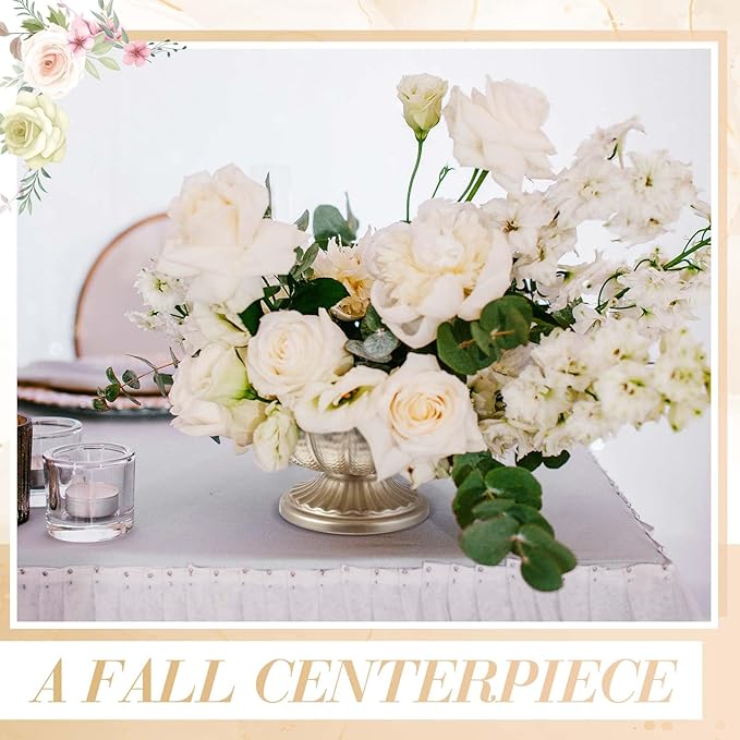 2 Pcs Metal Compote Bowl for Centerpiece Flower Holder Small Compote Vase Indoor Outdoor Flowers Fruits Plant for Christmas Wedding Home Party Decoration (Medium,Silver)