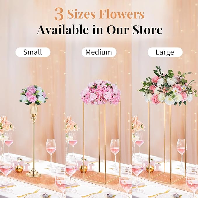 NUPTIO Flower Centerpieces for Wedding Tables: Pink & White Artificial Flower Ball Arrangement for Weddings Party - 2 Pcs Fake Floral Rose for Birthday Bridal Shower Decorations