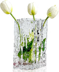 Aoderun Glass Vase Crystal Vase Heavy Duty Large Flower Vase for Dining Table Kitchen Office Home Shelf Wedding Living Room Centerpieces(Clear)