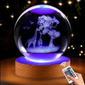 Giraffe Gifts for Women, 3.15in 3D Giraffes Figurine Crystal Ball Lamp with Remote Control, Giraffes Decor for Bedroom, Giraffe Figurine Birthday Christmas for Kids Girls Boys Women