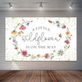 Wildflower Baby Shower Backdrop for Girl Watercolor Wild Floral Butterfly Photography Background Garden Wildflower Baby Shower Cake Table Banner Photoshoot Props (6x3.6ft)