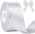 Fullive Silver Ribbon, 1 1/2 Inch 30 Yards Silver Ribbon for Flower Bouquet, Polyester Solid Christmas Tree Ribbons for Birthday Christmas Decorations DIY Bows Wrapping Bouquet Floral Arrangements