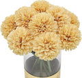 10Pcs Artificial Fake Flower Plants Silk Chrysanthemum Ball Hydrangea Arrangements Wedding Bouquets Decor Home Kitchen Garden Party Table Floral Centerpieces DIY (Beige)