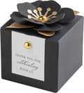FEIYI 20 PCS Candy Boxes, 3 In 1 Black Favor Boxes with Floral Decor, White Thank You Tags Gift wrapping for Wedding Birthday Baby Shower Decorations Party -2.55x2.55x2.55''