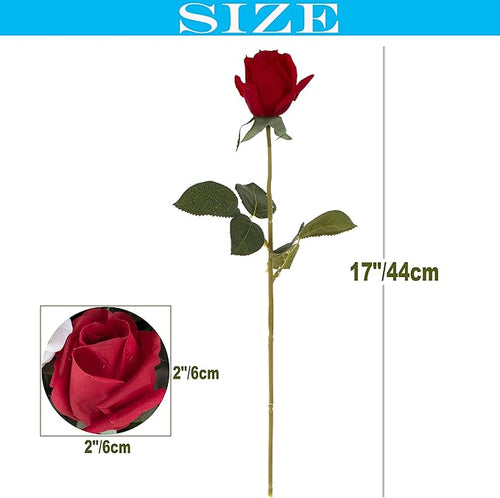 12pcs Half Opened Artificial Rose Buds,17 Inch Real Touch Silk Roses with Partially Opened Flowers, Artificial Flower for Home Décor Centerpiece Wedding Bouquet,Red