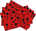 Black Spots Placemats Set of 4, 12x18 Inch Non-Slip Washable Heat Resistant Linen Fabric Table Mats,Place Mats for Holiday Party