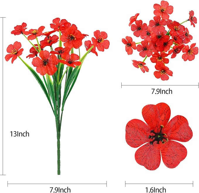 MACTING Artificial Flowers for Outdoors 12 Bundles UV Resistant Fake Flowers Faux Plastic Plants No Fade for Hanging Planters Window Patio Porch Yard Indoor Outdoor Summer Decorations(Mix Color-1)