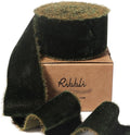 Ribbli Dark Moss Velvet Ribbon 1.5 Inch Handmade Frayed Vintage Christmas Ribbon for Gift Wrapping Christmas Tree Ornament Wreath Craft Home Decor -3 Yards
