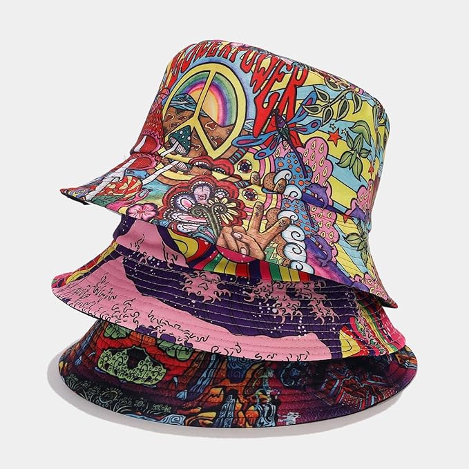 Quanhaigou Bucket Hat for Men Women,Packable Reversible Printed Sun Hats,Fisherman Outdoor Summer Travel Hiking Beach Caps