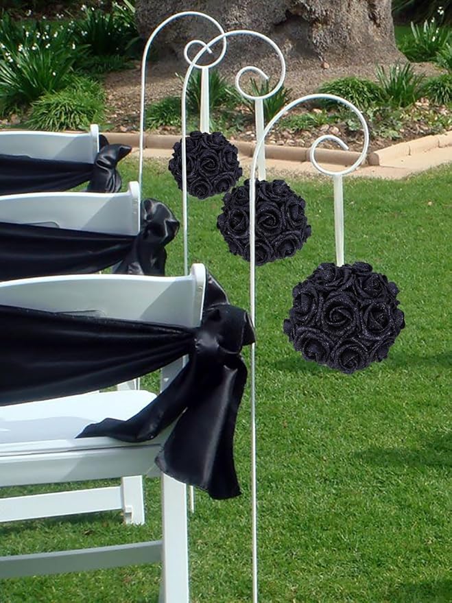 Glitter Roses 30pcs 2.56" Artificial Grey Black Roses with Stems for Baby Shower Decorations