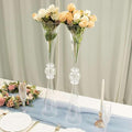 Efavormart 2 Pack | 27" Clear Crystal Embellishment Trumpet Table Centerpiece, Reversible Plastic Flower Vase